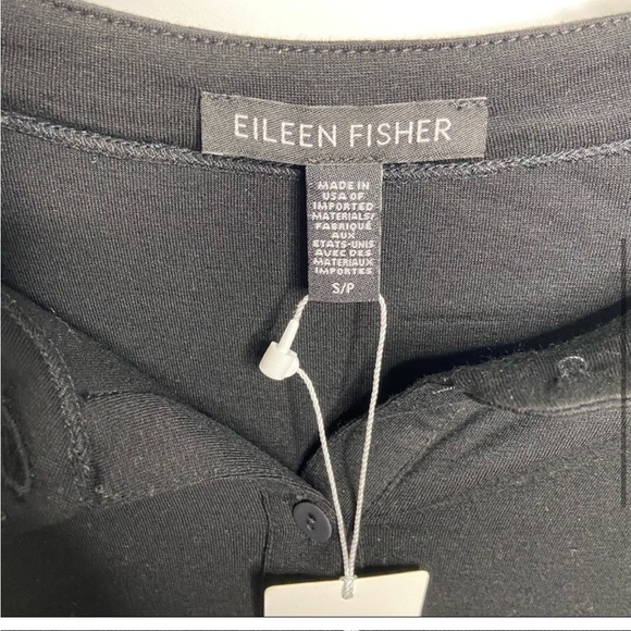 NWT Eileen Fisher Size Small Fine Tencel Jersey Mandarin Collar Dress Buttons - Picture 5 of 7